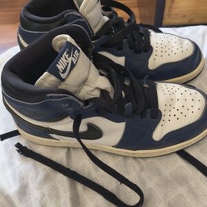 Nike Air Blue and White High-Top Sneakers